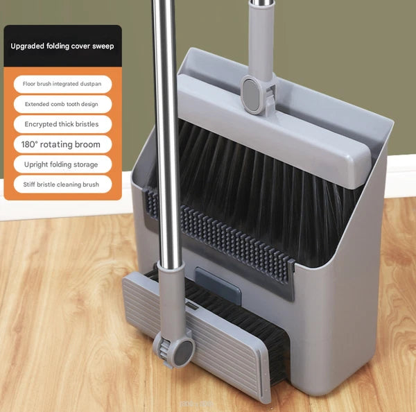4 in1 Broom and Dustpan Set Lightweight Upright Lobby Broom and Dust Pan Combo/