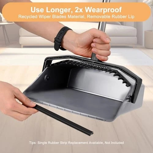 Broom and Dustpan Set, 5'' Broom with Dustpan Combo Set, Large 1 Black and Grey