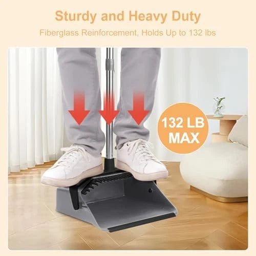 Broom and Dustpan Set, 5'' Broom with Dustpan Combo Set, Large 1 Black and Grey