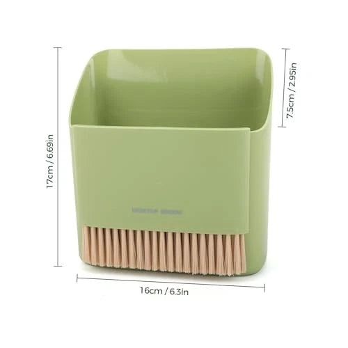 Small Broom and Dustpan Set, Portable Hand Whisk Broom Brush, Mini Green