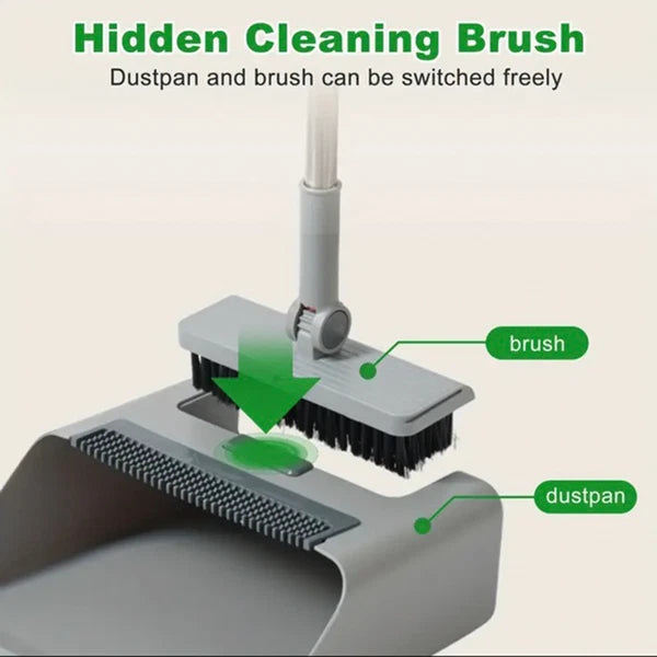 Broom & Dustpan Set 36-In Long Adjustable Handle Home Kitchen Office Hall Floor