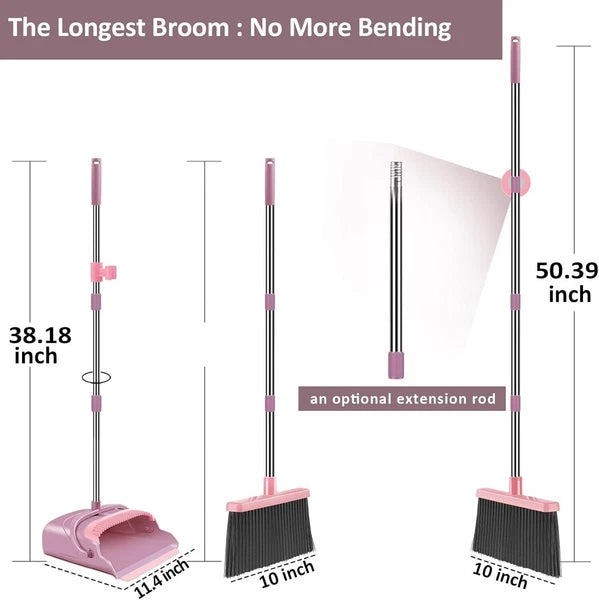 Broom and Dustpan Set for Home, Office, Indoor&Outdoor Sweeping GC005