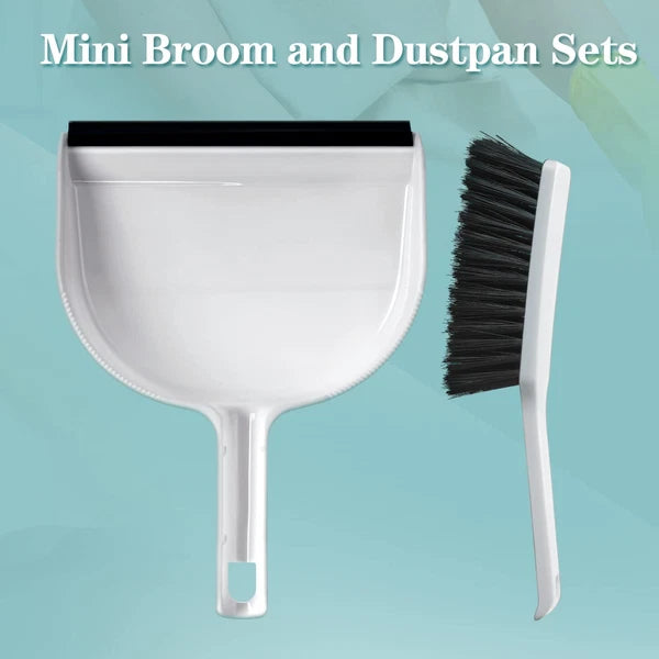 Zubebe 12 Pcs Mini Dustpan and Brush Set Small Broom Mainly White