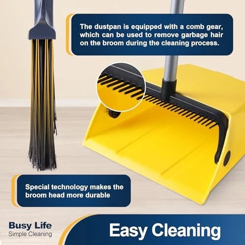 Commercial Broom and Dustpan Set with Comb Commercial Outdoor Indoor Size One