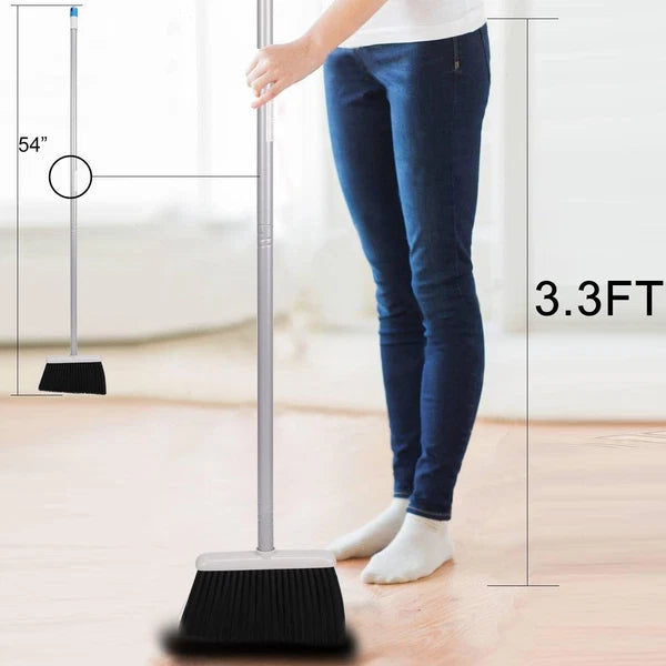 Broom and Dustpan Set Metal Plastic 40.5"-52" Long Handle Easy Floor Cleaning
