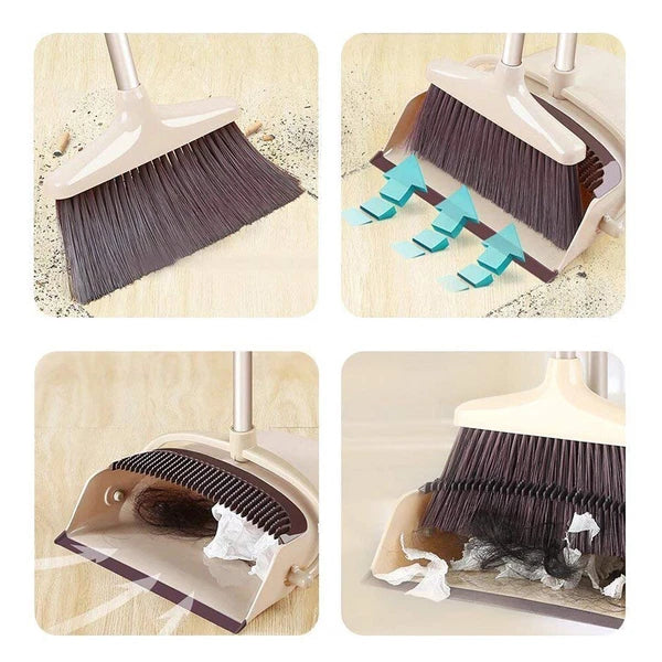 Upright Broom Dustpan Combo Sweep Set with 50" Extended Adjustable Handle Large