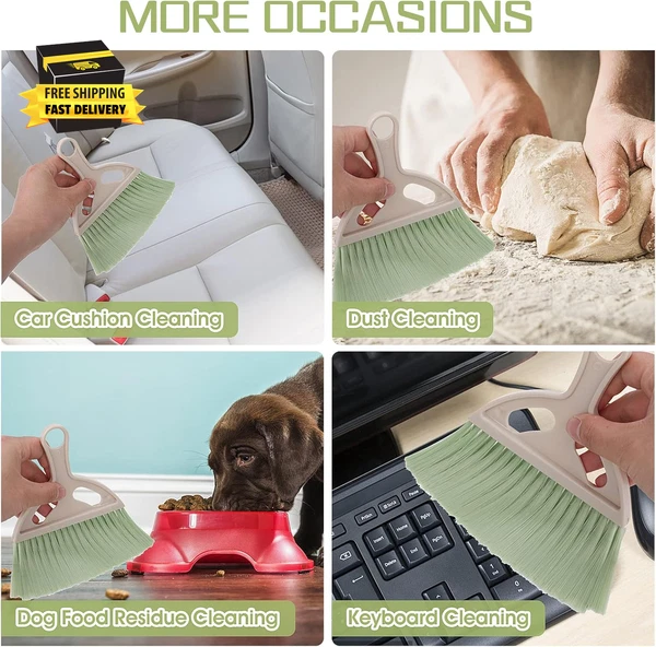 Small Broom and Dustpan Cleaning Set, Mini Whisk Dustpan and Brush with Handle P