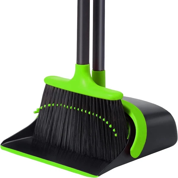 Broom with Dustpan Combo Set Broom and Dustpan Set with 51.6’’ Long Handle Green