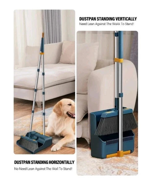 BIMZUC Broom and Dustpan Set for Home, Extendable to 50.4'' Long Handle Broom...