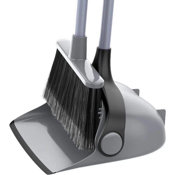 Broom and Dustpan Set with Adjustable Long Handle, Upright Combo for Floor
