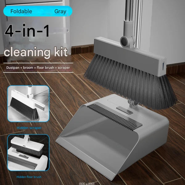 4 in 1 Broom and Dustpan Set Lightweight Upright Lobby Broom and Dust Pan Combo#