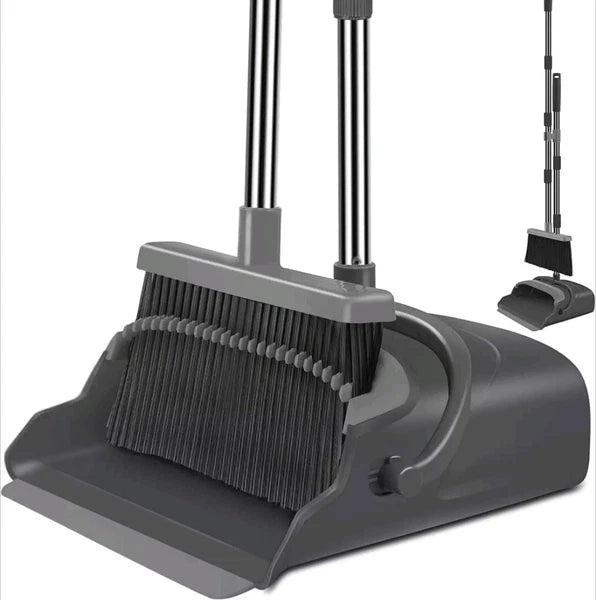 Broom and Dustpan Set for Home, Office, Indoor&Outdoor Sweeping, Stand up Broom