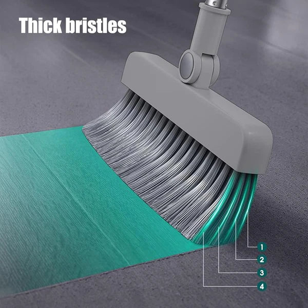 Broom & Dustpan Set 36-In Long Adjustable Handle Home Kitchen Office Hall Floor
