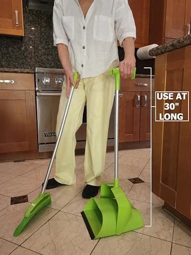 Broom and Dustpan Set for Home, Angled Broom and Upright Dustpan with