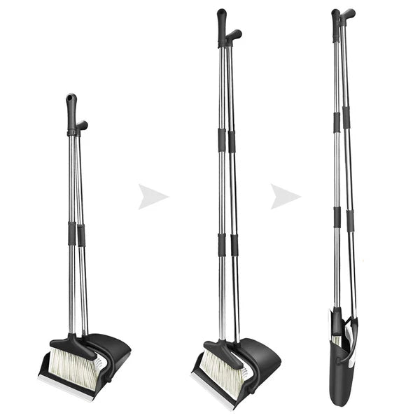 51" Easy Upright Broom and Dustpan Set w/ Lid Stainless Steel Combo Sweep Clean