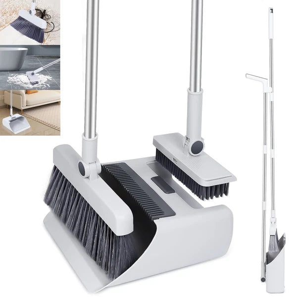 3-In-1 Broom And Dustpan Set 180 Degree Rotatable Broom Dustpan Combo New