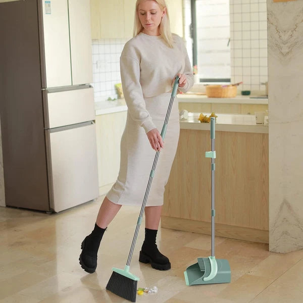 Broom and Dustpan Set, Broom Dust Pan, Dustpan with Long Handle, Broom with Dust