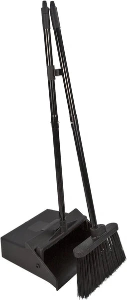 Duo-Pan Upright Dust Pan and Broom Broom Set with Clip for Floor Cleaning, Resta