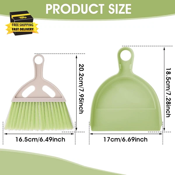 Small Broom and Dustpan Cleaning Set, Mini Whisk Dustpan and Brush with Handle P