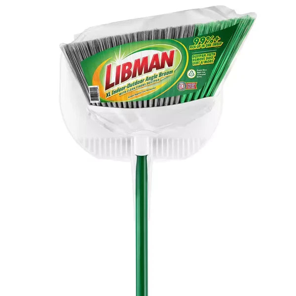 15 In. Extra-Large Precision Angle Broom and Dustpan Set with Steel Handle