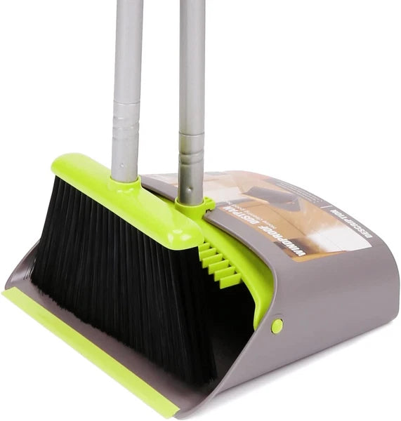 Treelen Broom and Dustpan Set, Treelen Broom with Dust Pan with Long Handle Comb