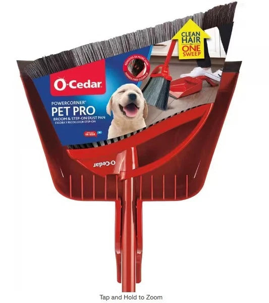 O-Cedar PowerCorner Pet Pro Broom with Step-On Dust Pan