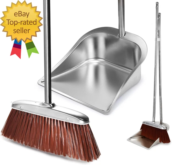 Broom and Dustpan Set for Home 56" Kitchen Broom with Dustpan Combo Set Heavy