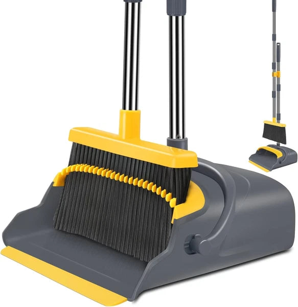 Broom and Dustpan Set, Self-Cleaning with Dustpan Teeth, Ideal for Dog Cat Pets