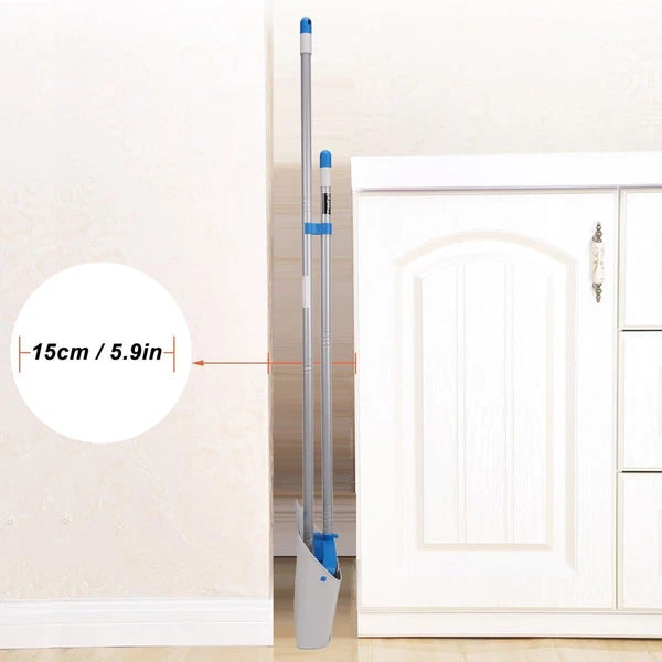 TreeLen Long Handle Broom and Dustpan Set,Upright Dust Blue