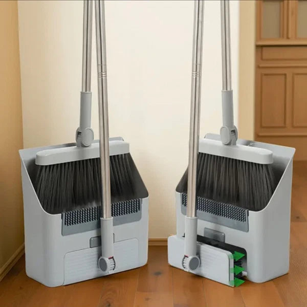Broom & Dustpan Set 36-In Long Adjustable Handle Home Kitchen Office Hall Floor