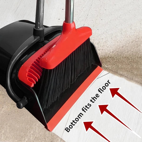Broom with Dustpan Combo Set 54" Long Handle Adjustable Length Stainless Steel B
