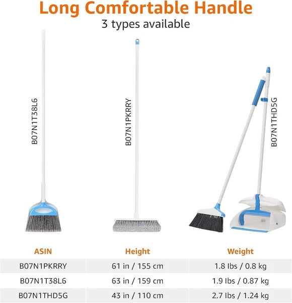Amazon Basics Dustpan Broom Set, Blue and White
