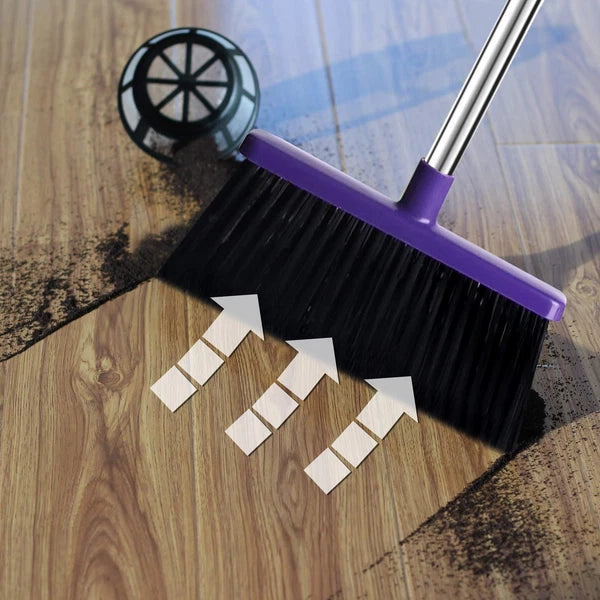 Broom and Dustpan Set, Upright Purple Broom with Dustpan Combo Set 51" Long H...