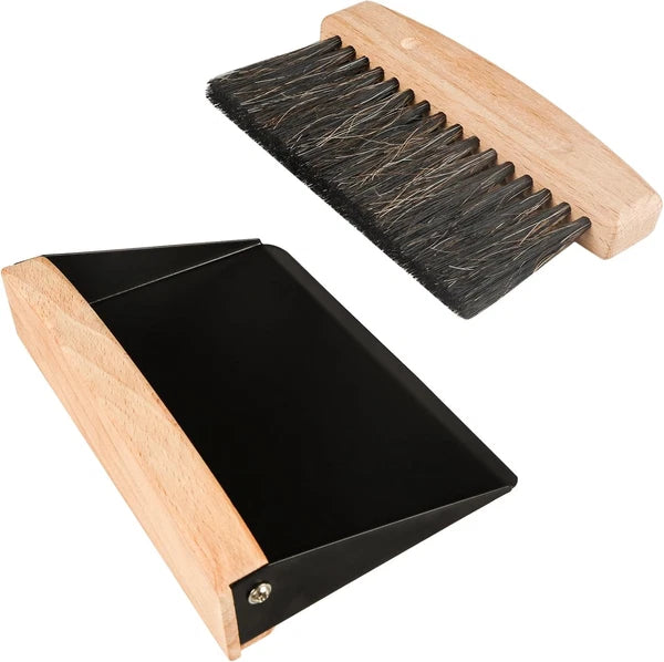 Small Dust Pan and Brush Set, Mini Hand Broom and Dustpan Set, Wooden Crumb Swee