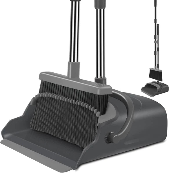 Broom and Dustpan Set, Self-Cleaning with Dustpan Teeth, Ideal for Dog Cat Pets
