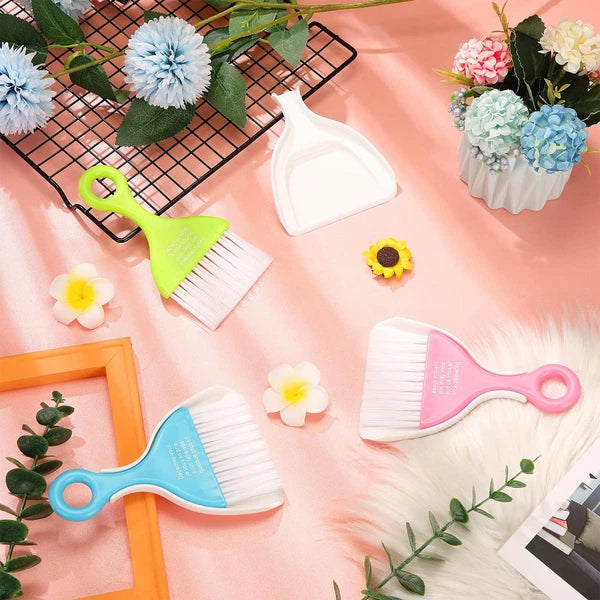 3 Pack Small Broom and Dustpand Set Handheld Cleaning Brush with Dustpan