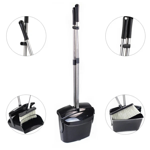 51" Easy Upright Broom and Dustpan Set w/ Lid Stainless Steel Combo Sweep Clean