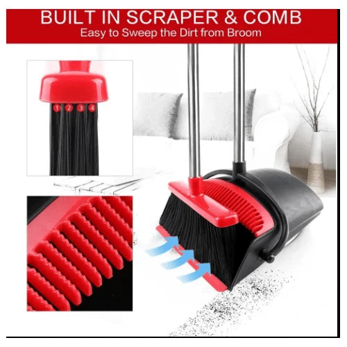 Broom and Dustpan Set Red and Black