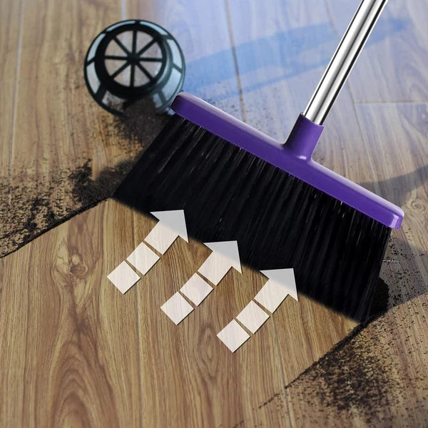 Broom and Dustpan Set, Upright Purple Broom with Dustpan Combo Set 51" Long Hand