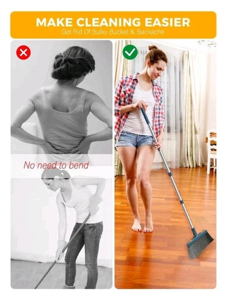 BIMZUC Broom and Dustpan Set for Home, Extendable to 50.4'' Long Handle Broom...