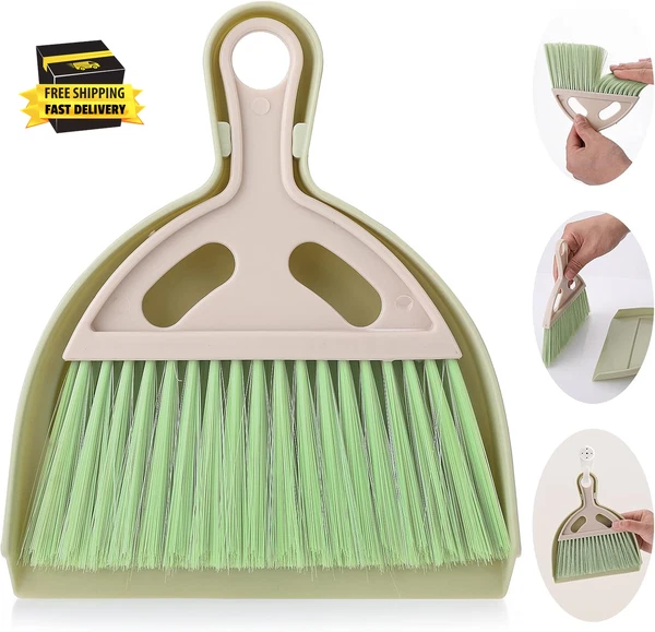 Small Broom and Dustpan Cleaning Set, Mini Whisk Dustpan and Brush with Handle P