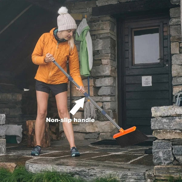 Broom Dustpan Set Stainless Steel 38-50in Heavy Duty Self-Cleaning Indoor Out...