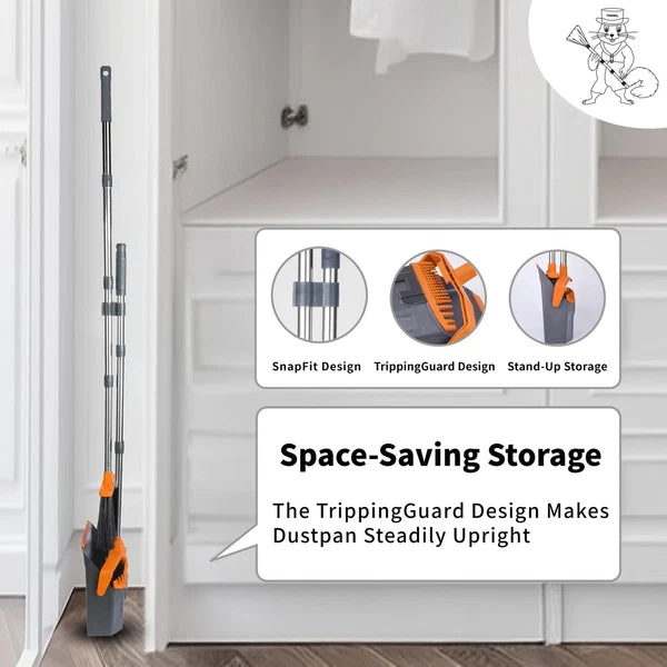 Broom and Dustpan Set with 51'' Long Handle, Upright Broom and Dustpan Combo ...