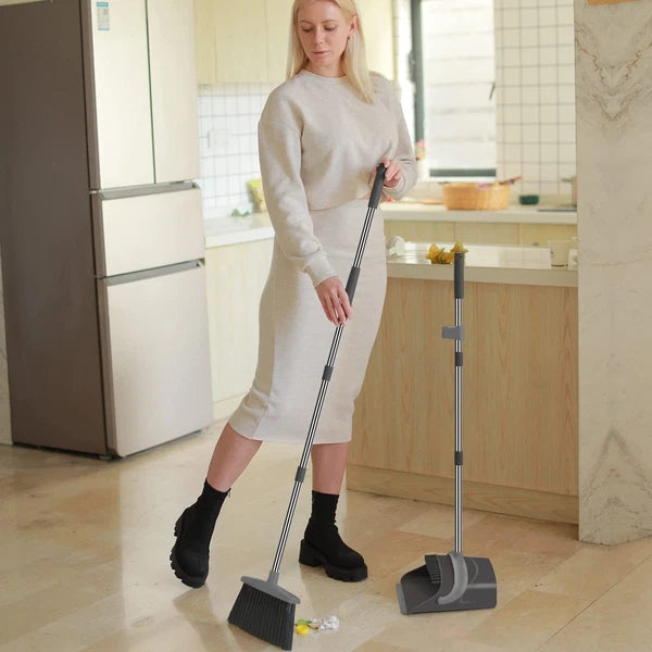 Broom and Dustpan Set, Dust pan with Long Handle, Broom with Dustpan Combo Se...