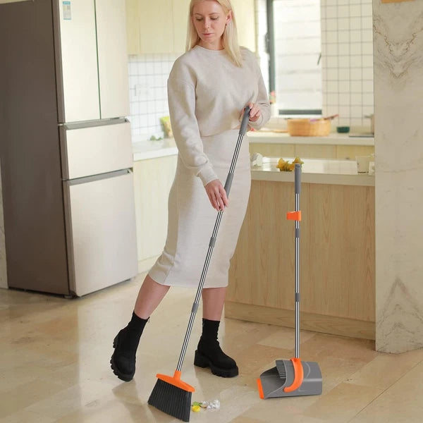 Broom and Dustpan Set for Home, Broom and Dustpan Combo for Office, Long Handle