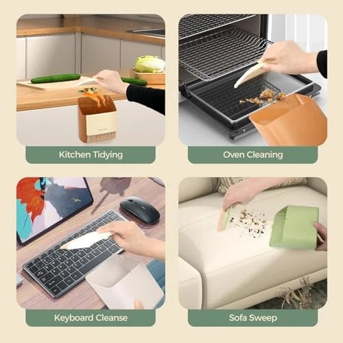 Small Broom and Dustpan Set, Portable Hand Whisk Broom Brush, Mini Green