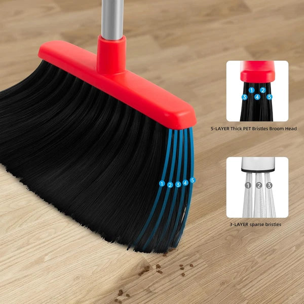 Broom and Dustpan Set, Broom with Dustpan Combo Set with Adjustable Handle Dust