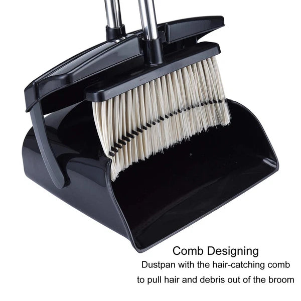 51" Easy Upright Broom and Dustpan Set w/ Lid Stainless Steel Combo Sweep Clean