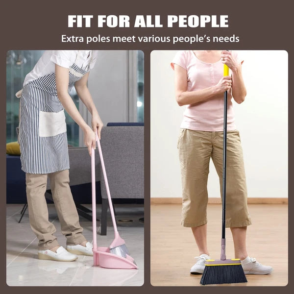 Broom and Dustpan Set for Home with 54 Inches Long Handle, Upright Stand Up D...