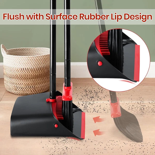 Broom and Dustpan Set for Home,Upright Broom and Dustpan Combo Sweep Set
